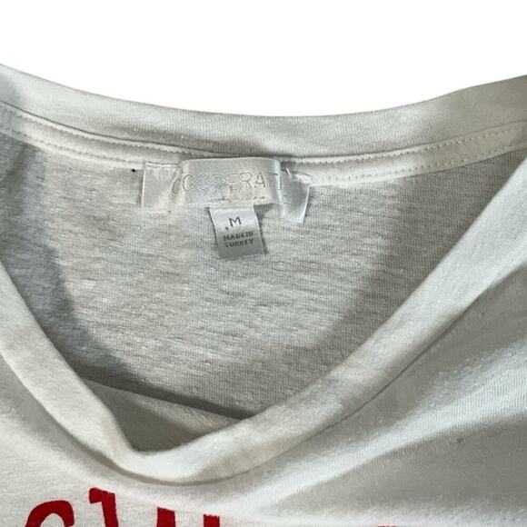 Cooperative Cropped Top SZ Medium White and Red T-Shirt 53% Polyester 9% Viscose - Picture 8 of 10